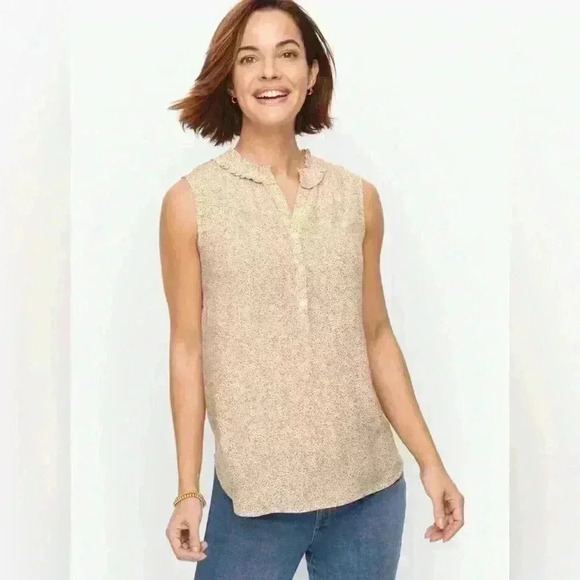 Talbots Tops - TALBOTS PEBBLED DOT RUFFLE SHELL